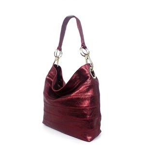 Charmes NWT Burgandy Metallic Leather Hobo Purse